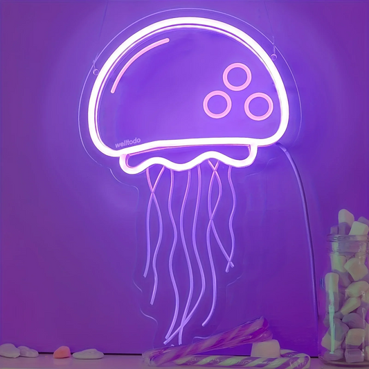 Enchanting Purple Jellyfish Neon Light