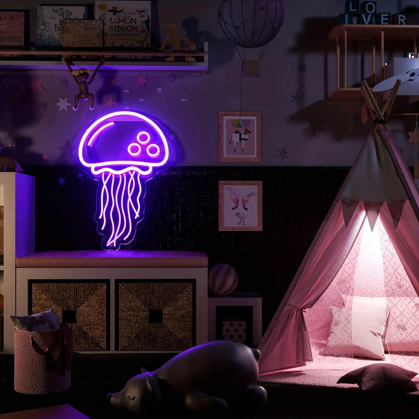 Enchanting Purple Jellyfish Neon Light