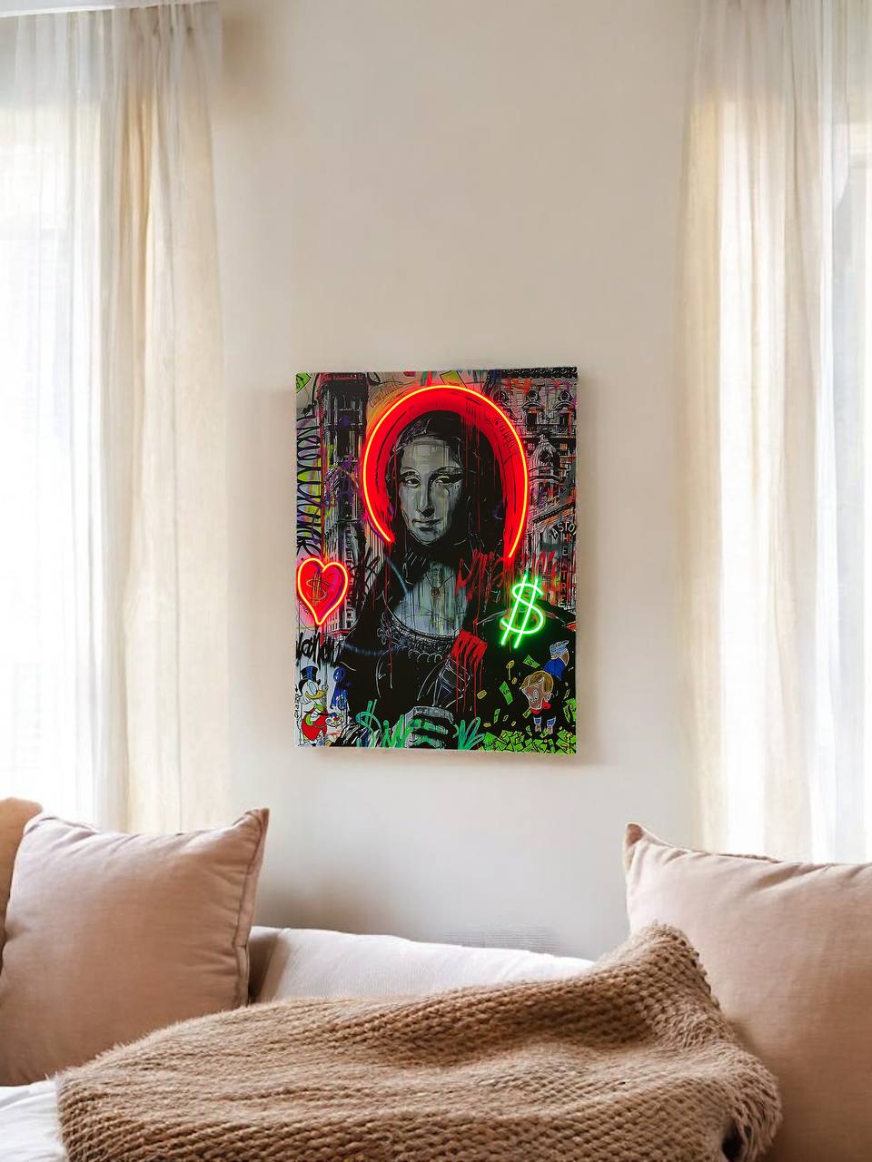 Neon painting "Mona Lisa" 60x45cm